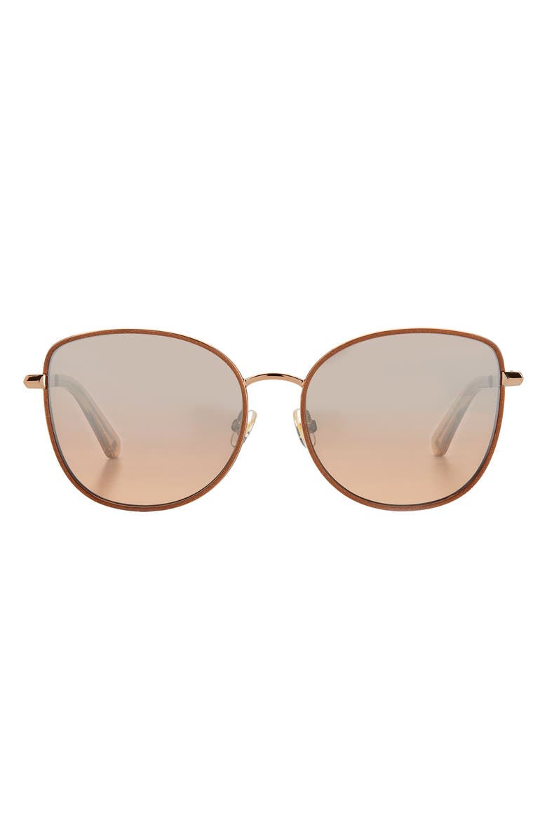 Kate Spade New York maryam 56mm gradient polarized cat eye sunglasses, Main, color, Red Gold/ Silver Mirror Brown