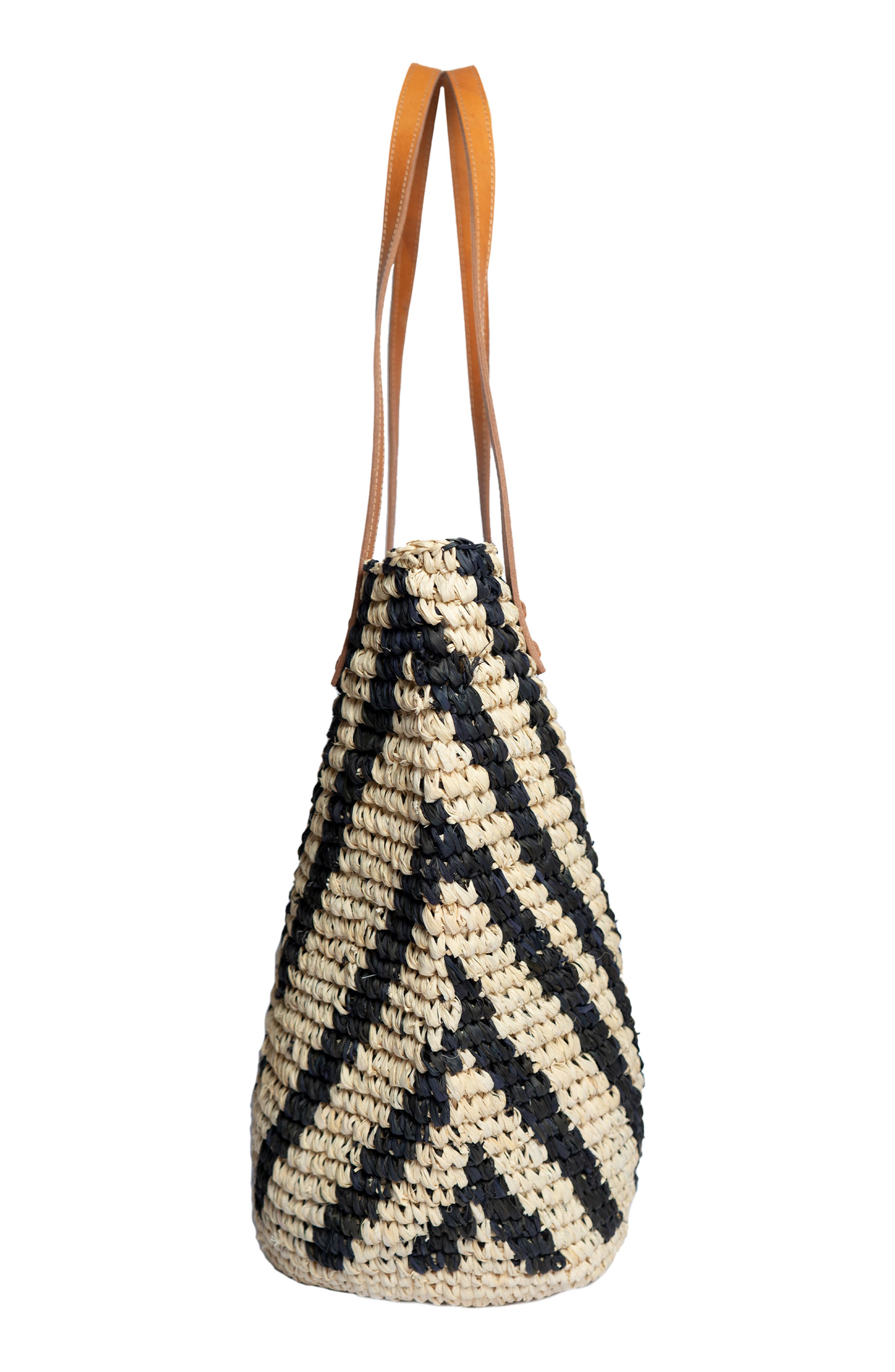 Jelavu Hamptonz Raffia Tote, Alternate, color, Black / Natural Zebra