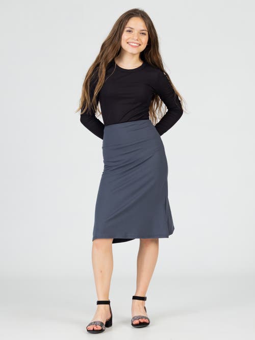 24sevenkid Casual Elastic Waist A-line Skirt In Gray