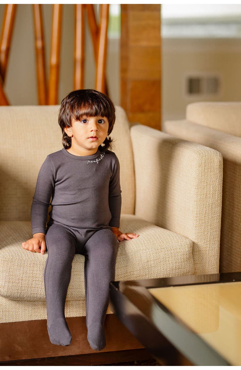 Pouf Boys POUF Embroidered Footie, Alternate, color, Grey