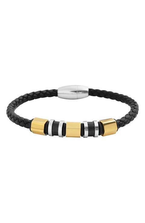 Men's Stainless Steel Ornaments Leather Bracelet