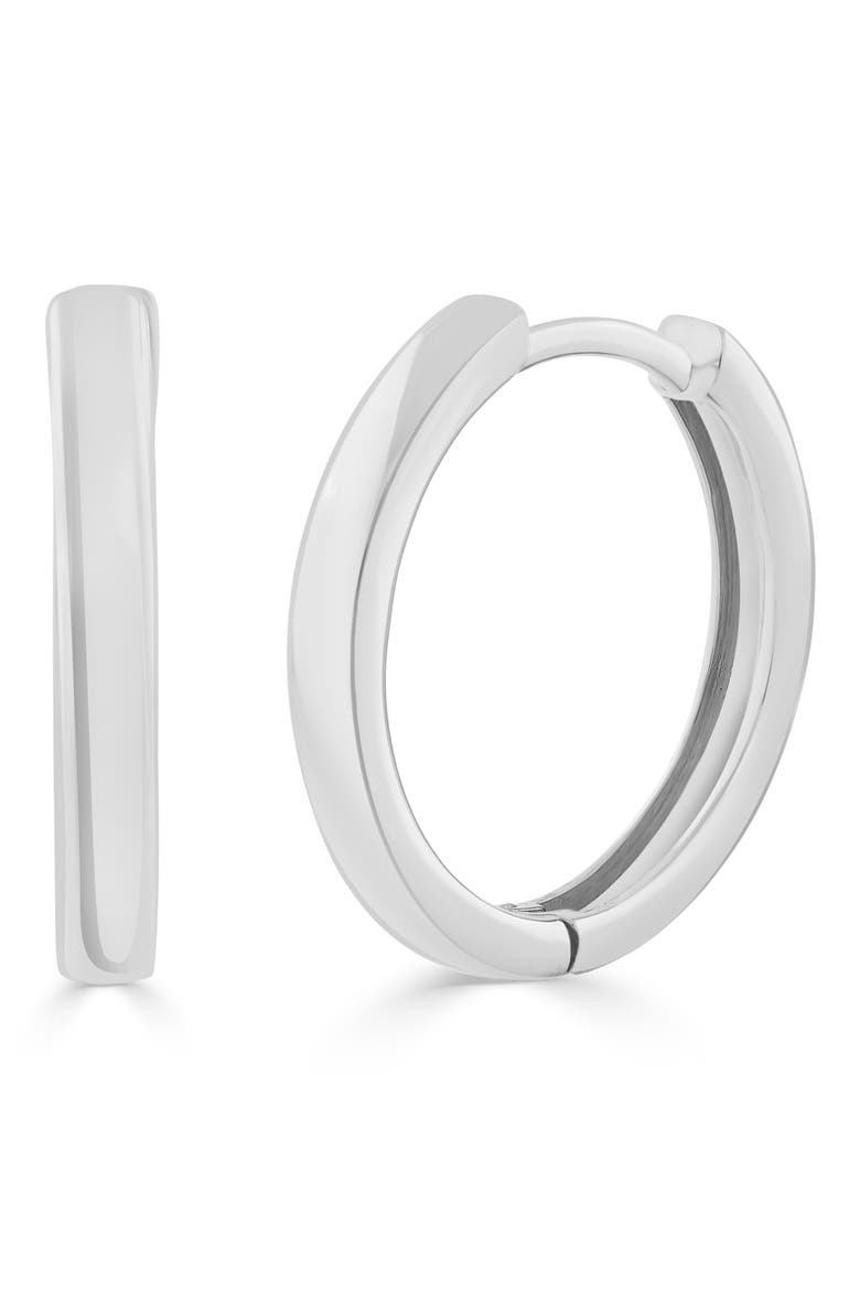 Polished Huggie Hoop Earrings, Main, color, SILVER