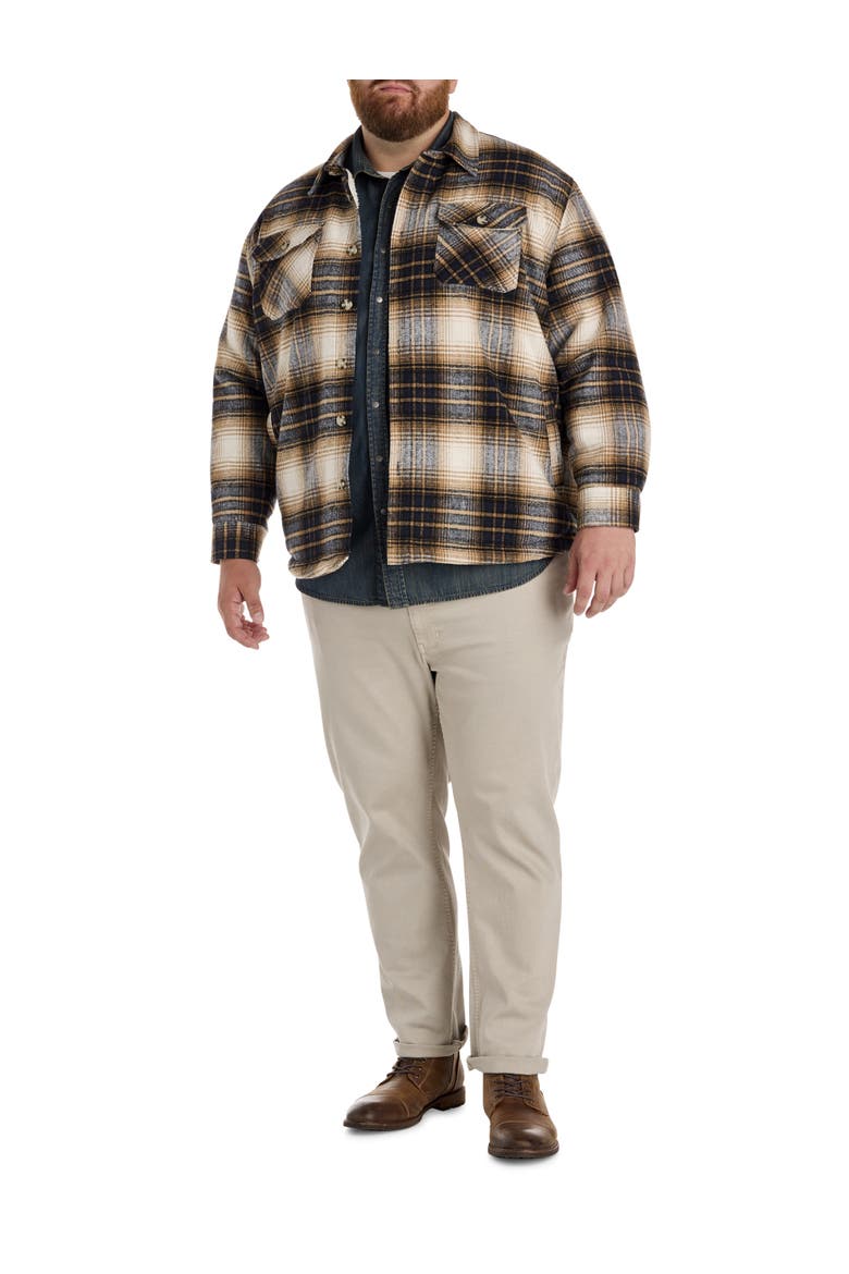 Big & Tall Plaid Shirt Jacket, Alternate, color, NAVY