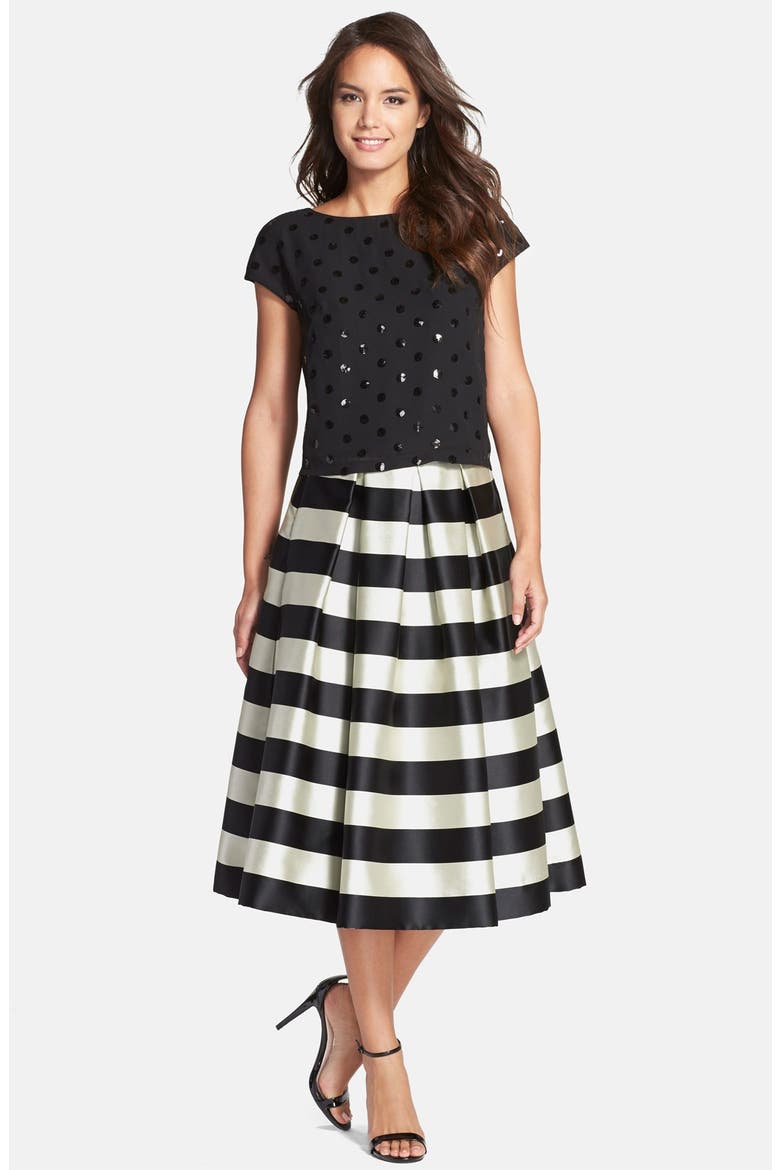 Sequin Polka Dot Popover Top, Alternate, color, BLACK