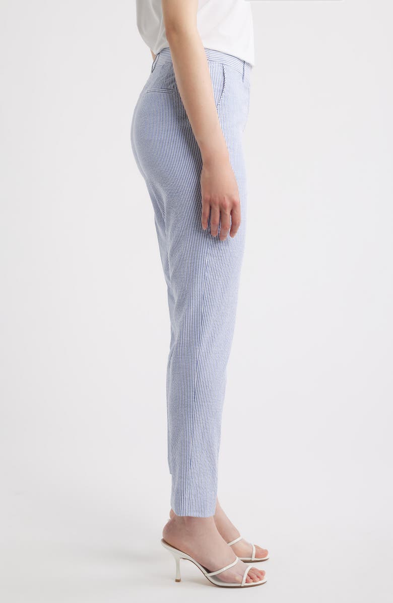 Tahari ASL Seersucker Straight Leg Pants, Alternate, color, Navy Ivory