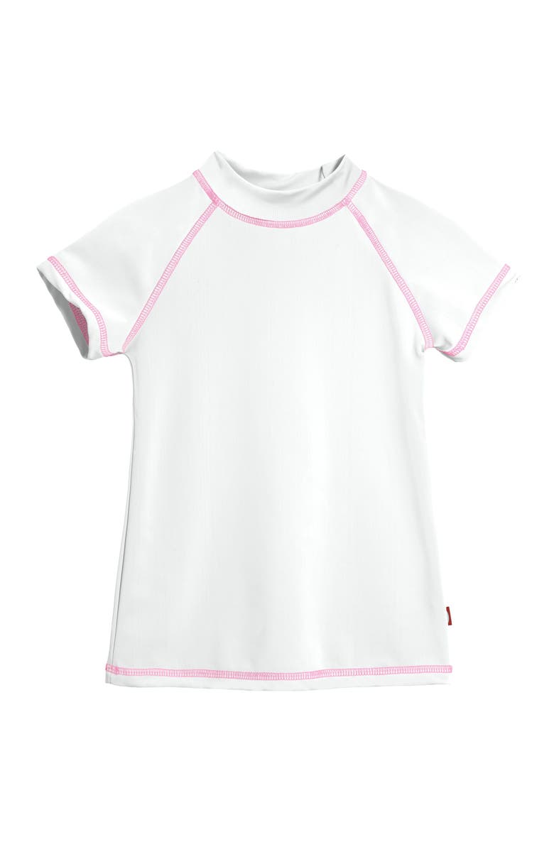 City Threads USA-Made Baby Girls UPF 50+ Short Sleeve Rashguard, Alternate, color, White