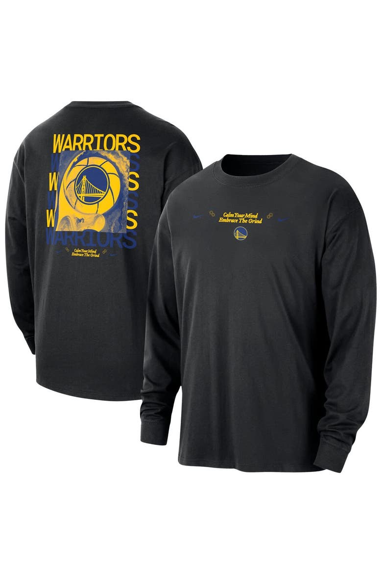 Men's Nike Black Golden State Warriors Courtside Oversized Long Sleeve T-Shirt, Main, color, Black