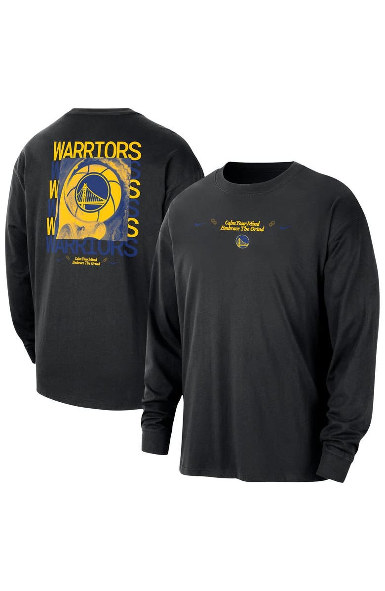 Nike Men's Nike Black Golden State Warriors Courtside Oversized Long Sleeve T-Shirt, Main, color, Black