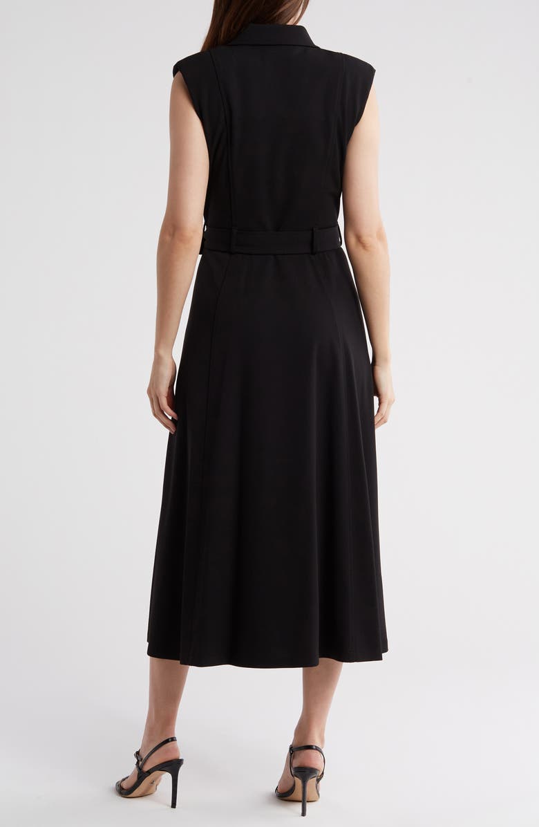 Calvin Klein Belted Peak Lapel Wrap Midi Dress, Alternate, color,