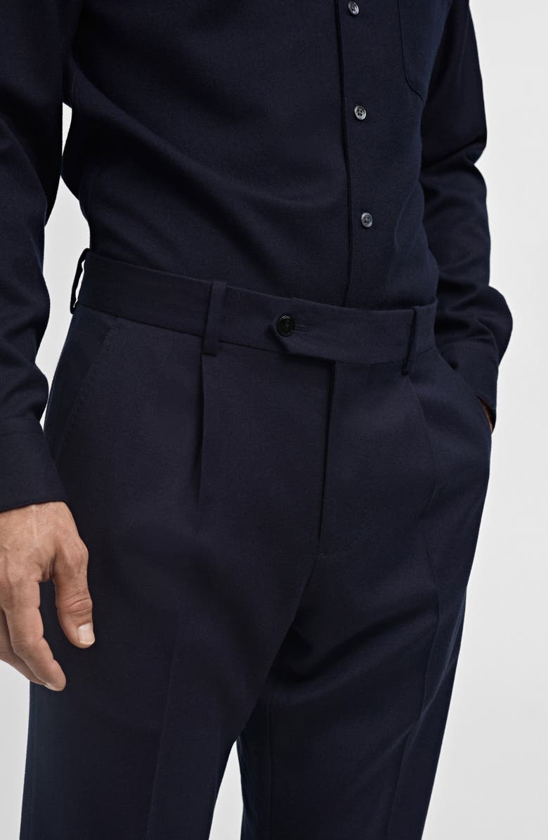 MANGO Slim Fit Virgin Wool Dress Pants, Alternate, color, Dark Navy