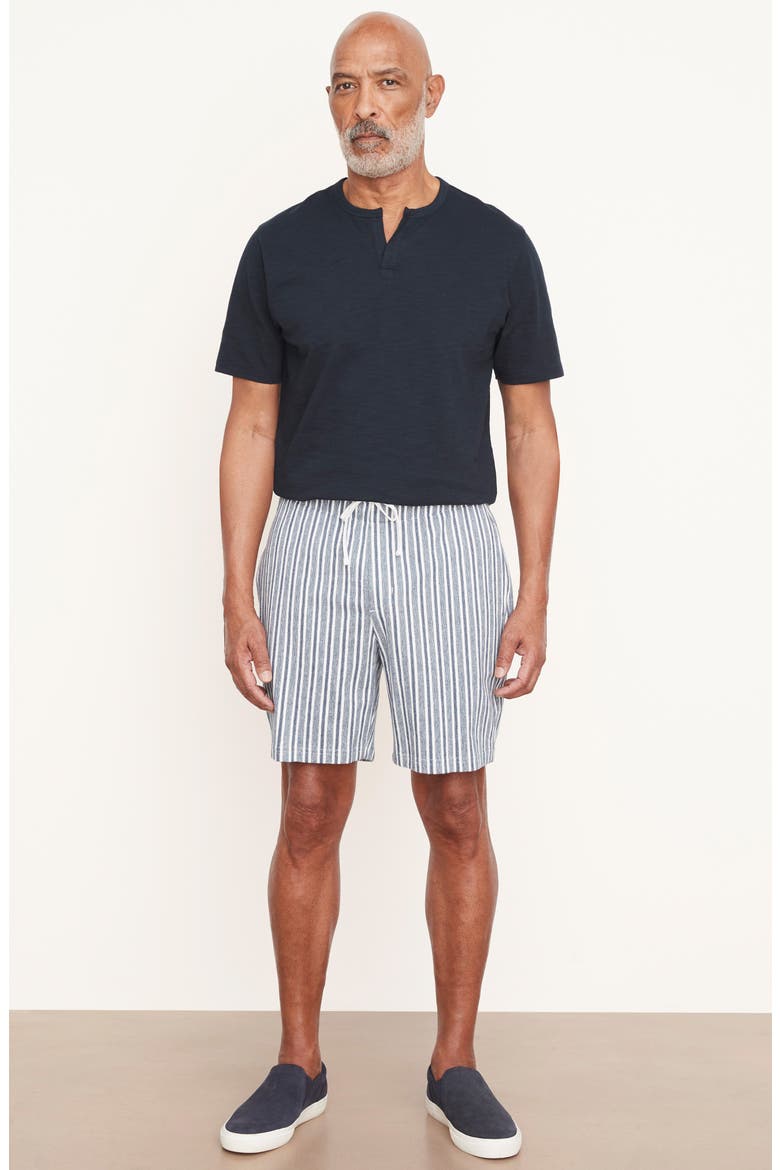 Cabana Stripe Cotton Drawstring Shorts, Alternate, color, TWILIGHT BLUE/ OFF WHITE