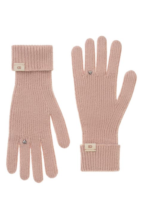Heart Stud Knit Gloves