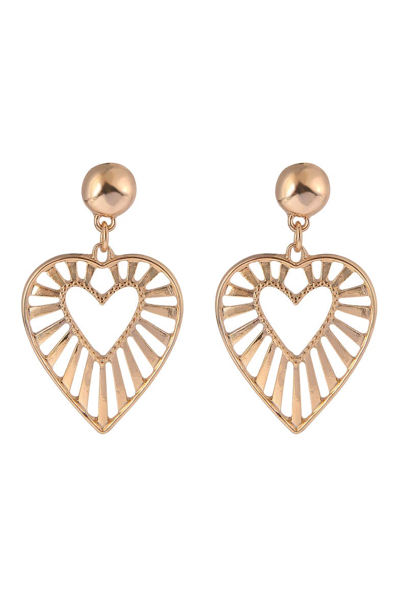 Open Heart Drop Earrings, Alternate, color, GOLD