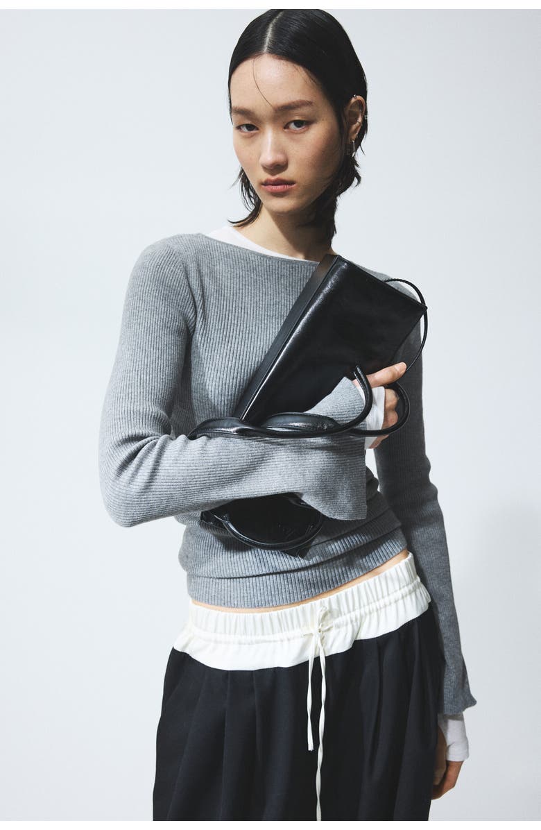 H&M Rib-knit Top, Main, color, Gray Melange