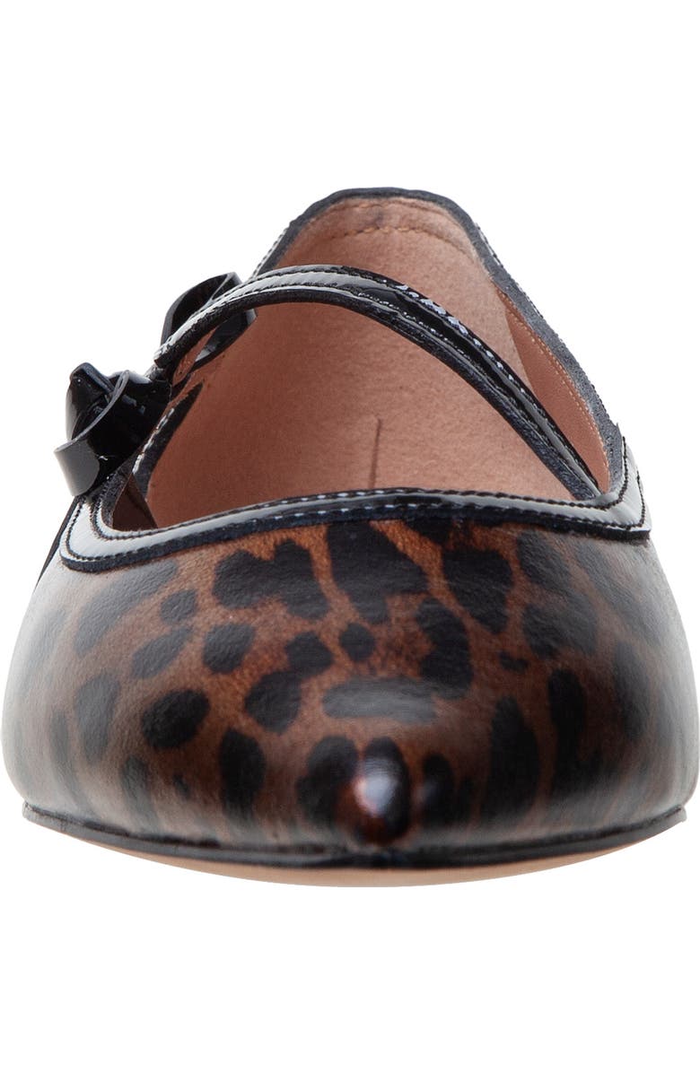 Linea Paolo Nuri Bow Pointed Toe Patent Flat, Alternate, color, Brown/ Black