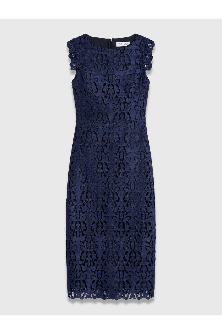 Valencia Lace Round Neck Dress, Alternate, color, Blue