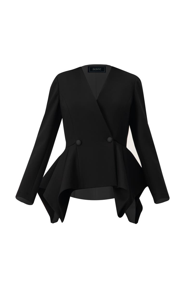 IVONNE Peplum Blazer, Alternate, color, Black