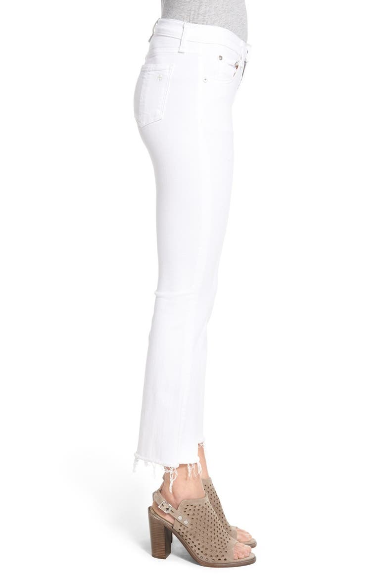 High Rise Raw Hem Crop Flare Jeans, Alternate, color, BRIGHT WHITE