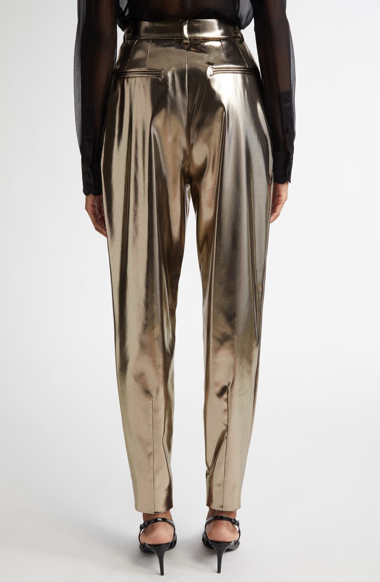Dolce&Gabbana Metallic Pleated Ankle Pants, Alternate, color, S0985 Oro Antico