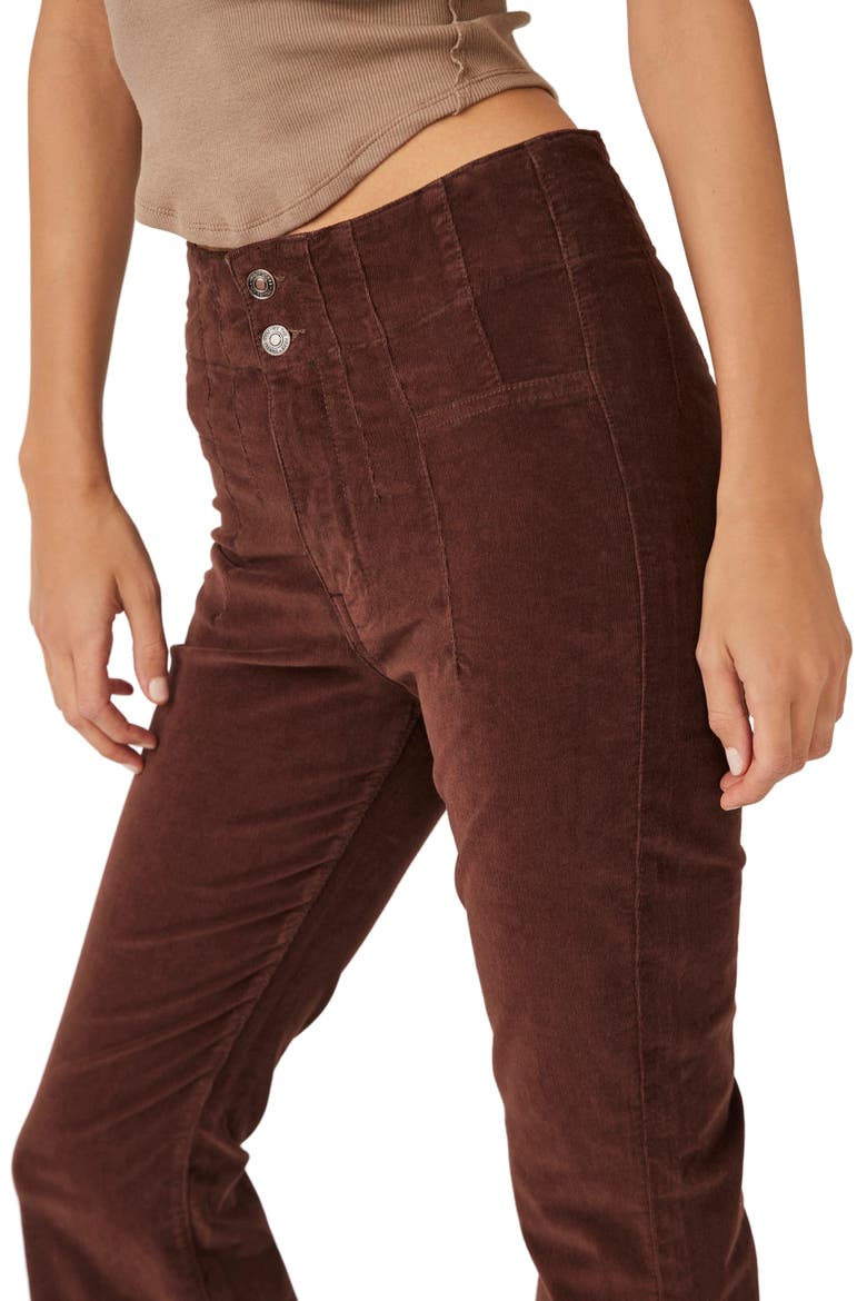 Jayde Seamed Corduroy Flare Pants, Alternate, color, FRENCH ROAST