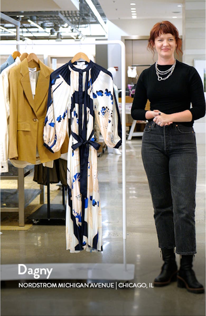 Daiya Floral Long Sleeve Pleated Maxi Shirtdress, sales video thumbnail