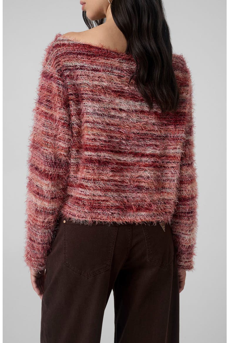 Justina Space Dye Fuzzy Bateau Neck Top, Alternate, color, F54P-BRIGH