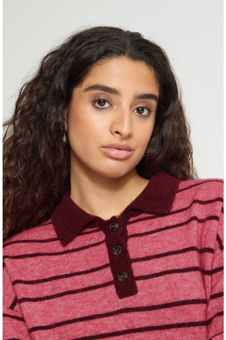 Striped Rugby Sweater, Alternate, color, FRUIT DOVE