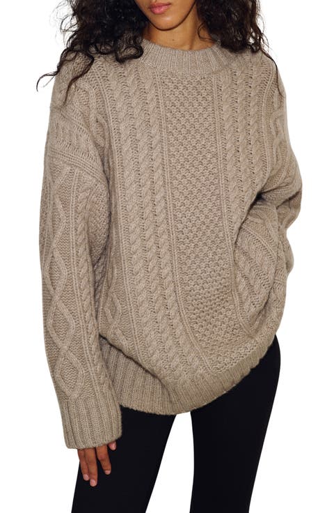 x Alexa Chung Oversized Cable Knit Sweater