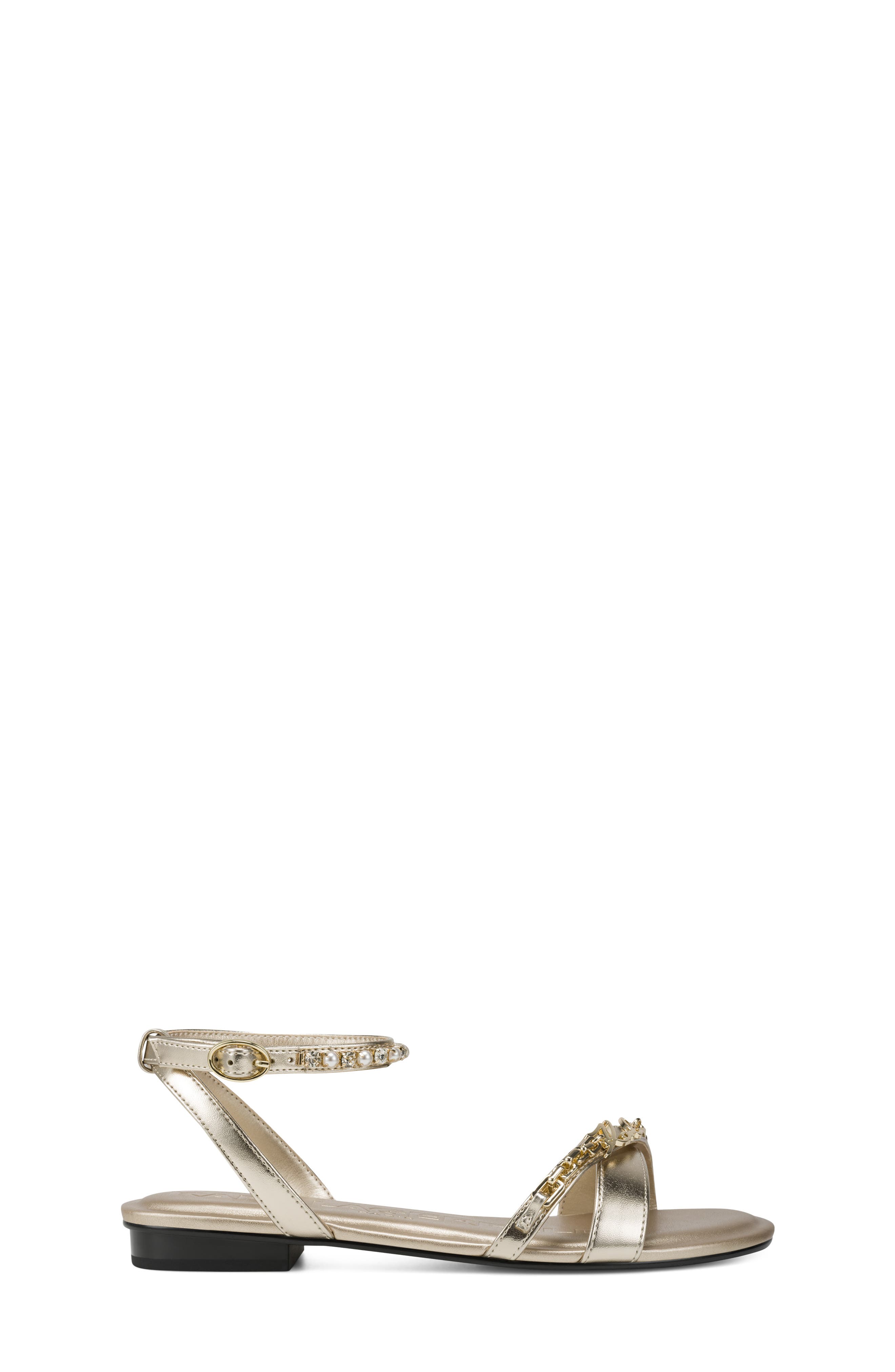 KARL LAGERFELD PARIS Christiano Ankle Strap Sandal, Alternate, color, White Gold