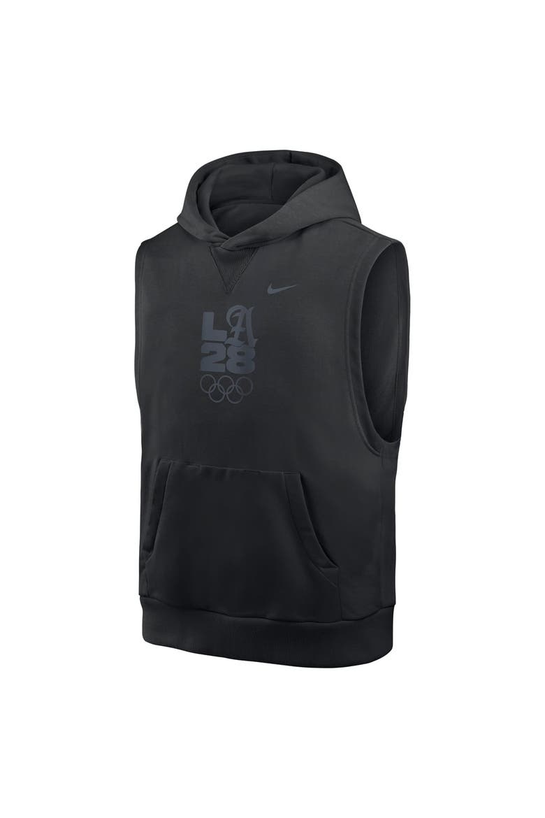 Youth Nike Black LA28 Club Sleeveless Hoodie, Main, color, Black