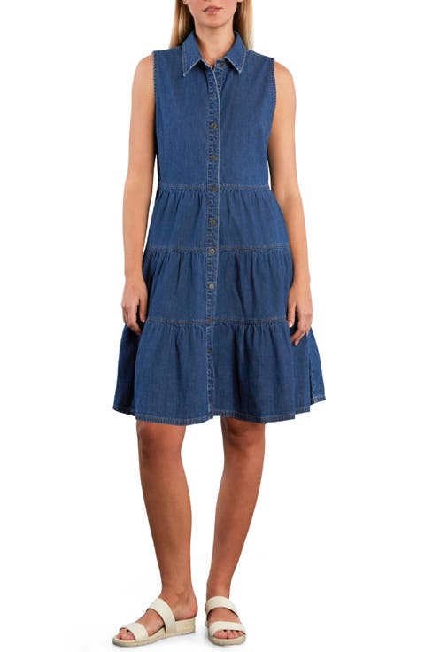 Belle Sleeveless Tiered Denim Dress