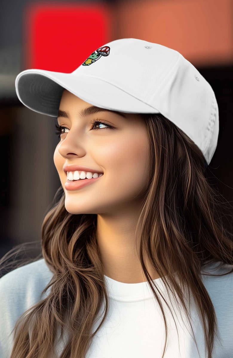 Dalix Mushroom Frog Embroidered Hat, Alternate, color, White