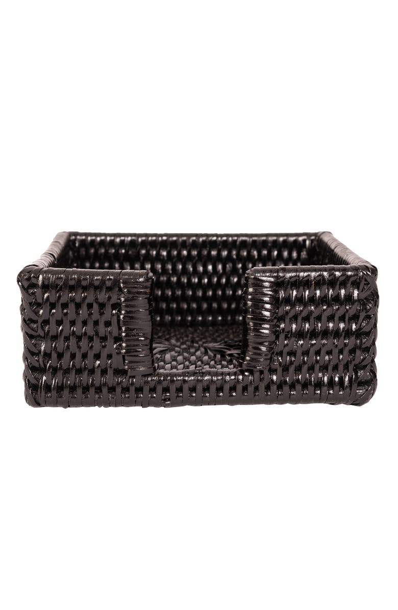 Artifacts Trading Company<sup>™</sup> Artifacts Rattan Cocktail Napkin Holder with Cutout, Alternate, color, Tudor Black