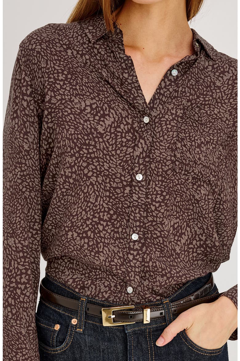 Josephine Button-Front Shirt, Alternate, color, COCOA MINI CHEETAH