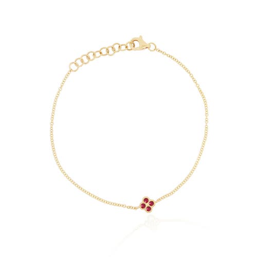 The Lovery Fine Jewelry Ruby Single Clover Bracelet In Red