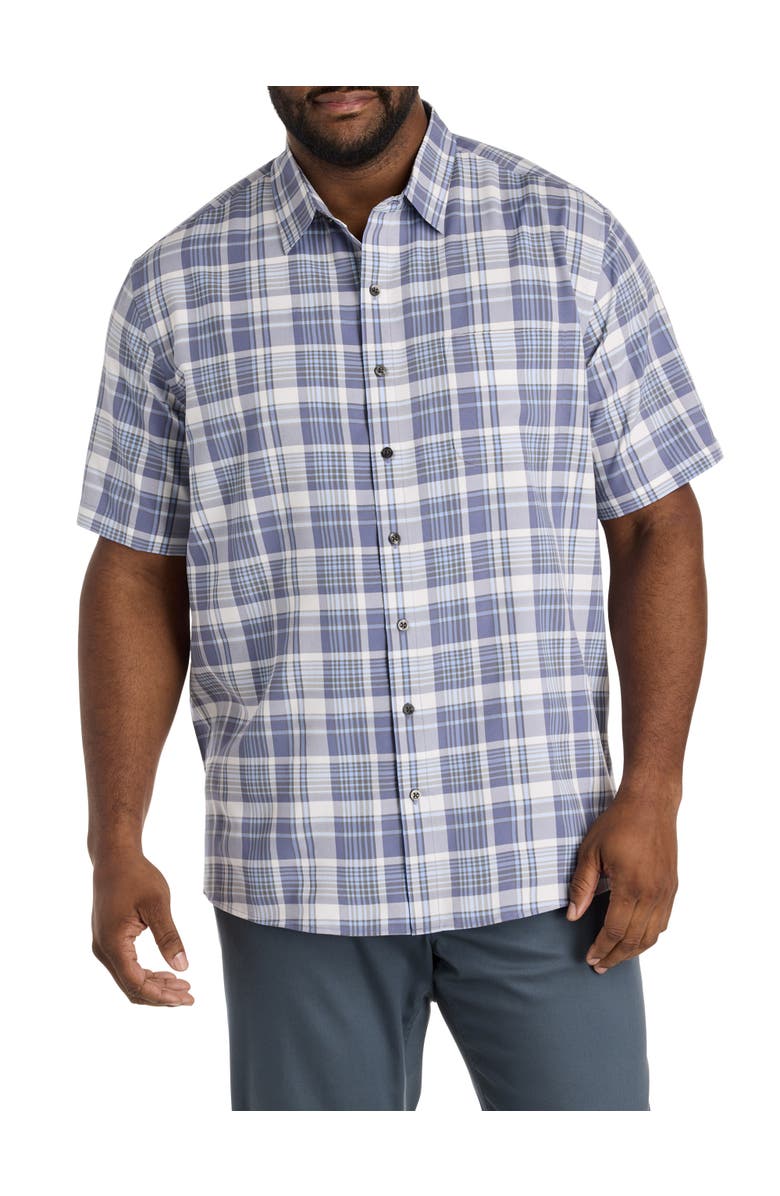 Synrgy by DXL Big & Tall Plaid Microfiber Sport Shirt, Main, color, Blue