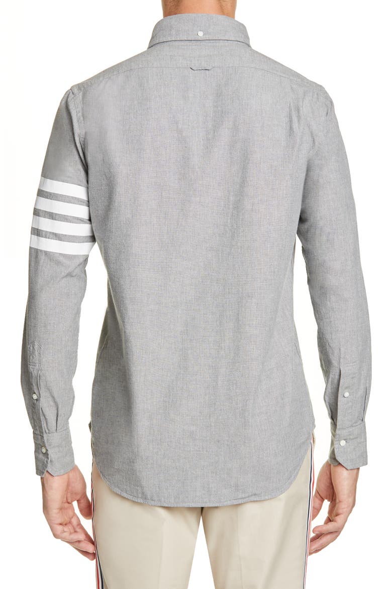 4-Bar Straight Fit Chambray Button-Down Shirt, Alternate, color, GREY