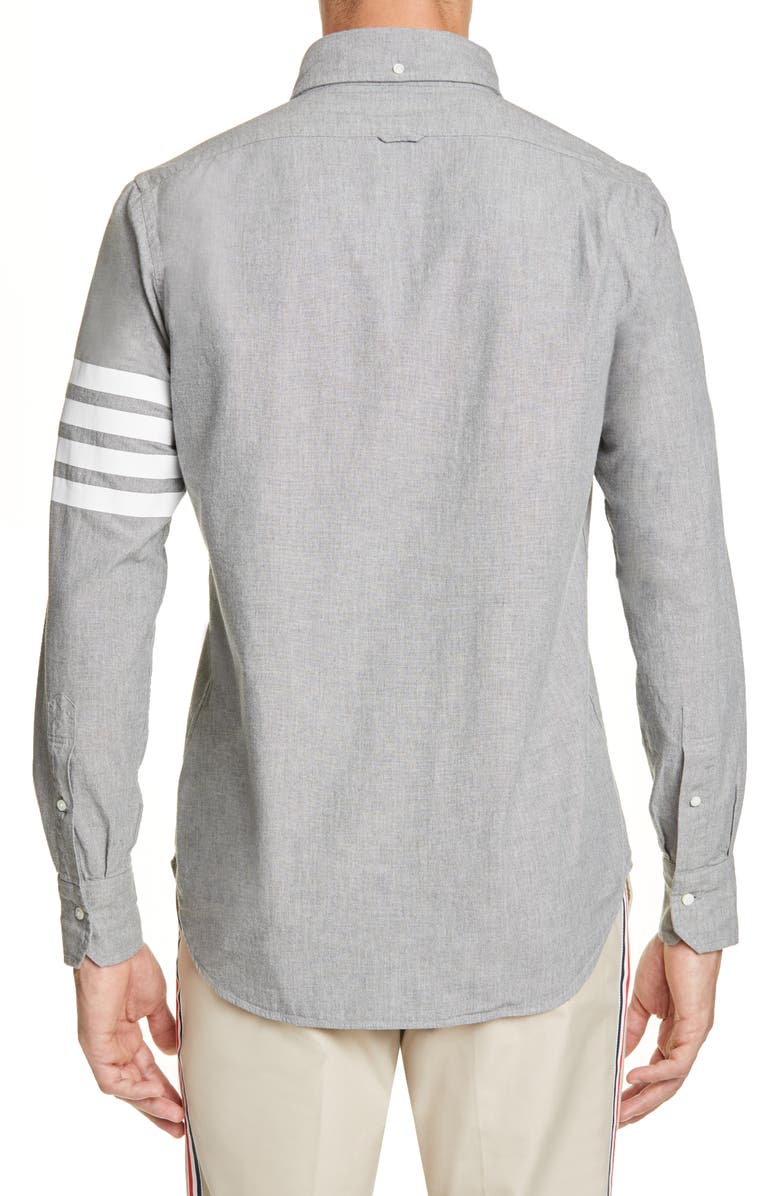 Thom Browne 4-Bar Straight Fit Chambray Button-Down Shirt, Alternate, color,