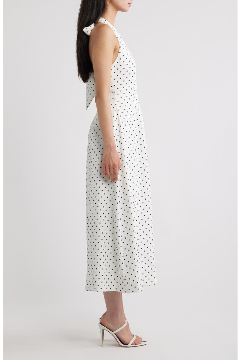 Polka Dot Halter Neck Midi Dress, Alternate, color, WHITE POLKA DOT