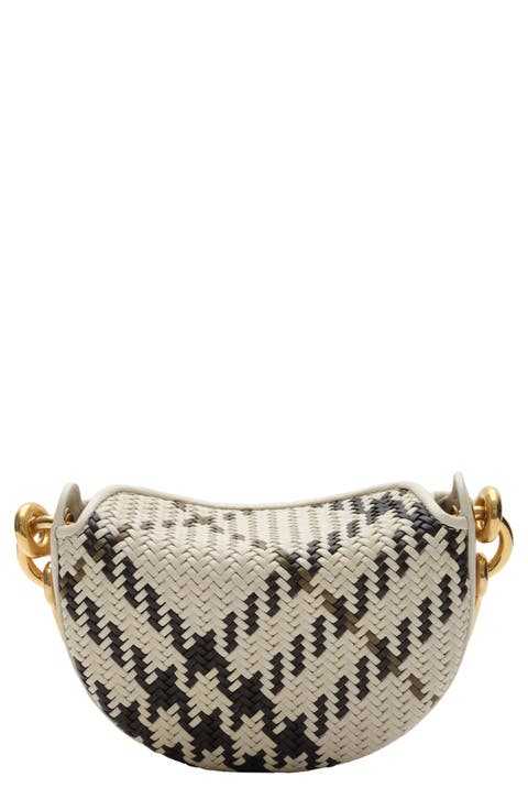 Bridle Check Basket Weave Lambskin Leather Clutch