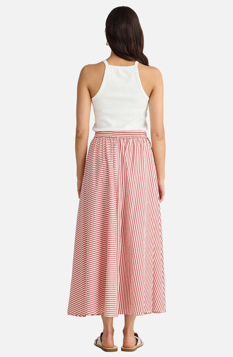 Brave+True Lucy Mixed Stripe Maxi Skirt, Alternate, color, White W Red Stripe
