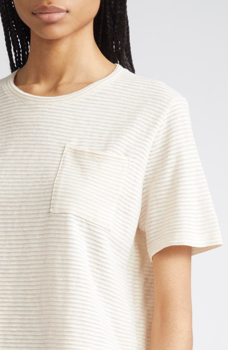 Lafayette 148 New York Short Sleeve T-Shirt with Pocket, Alternate, color, Cloud Multi