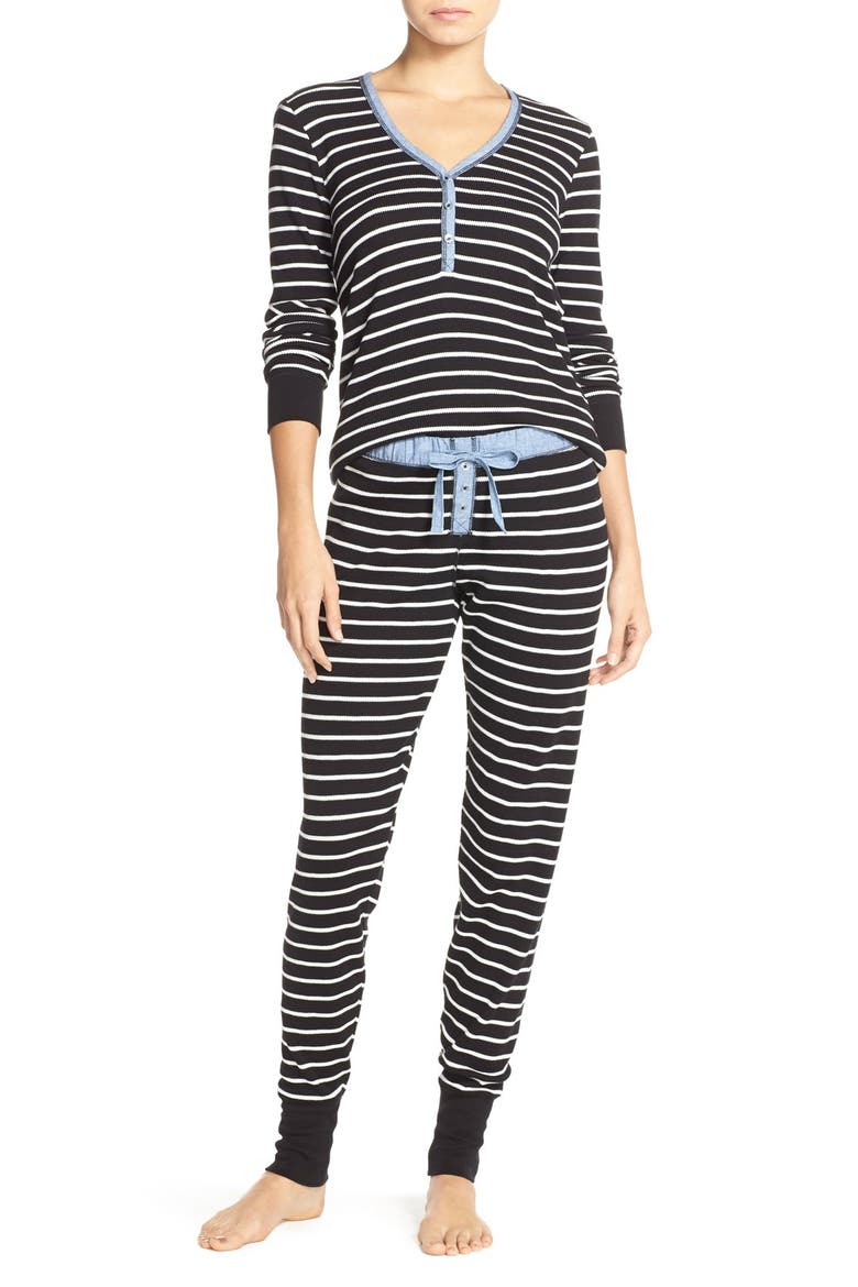 Thermal Pajamas, Main, color, BLACK STRIPE