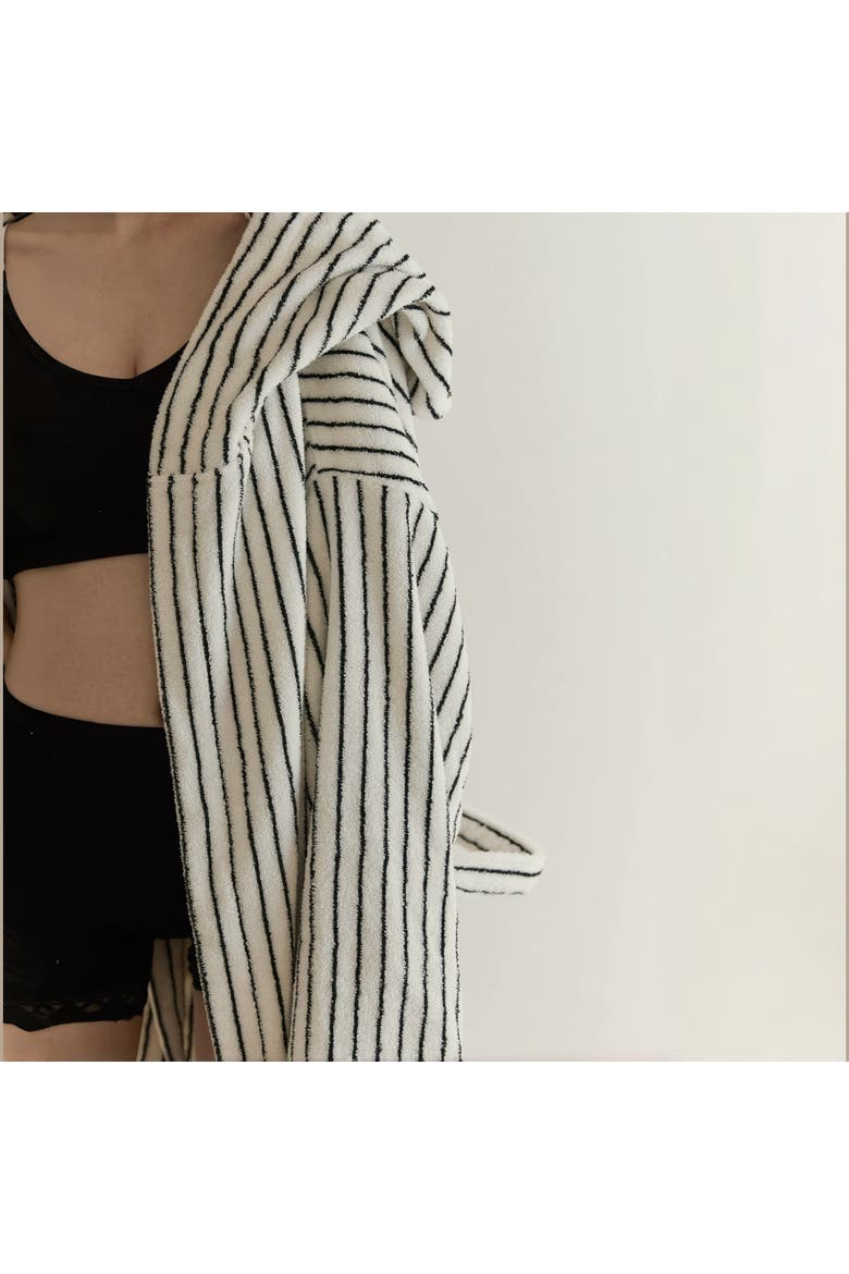 Scandi Retro Cotton Stripe Hooded Bathrobe, Alternate, color, Stripe