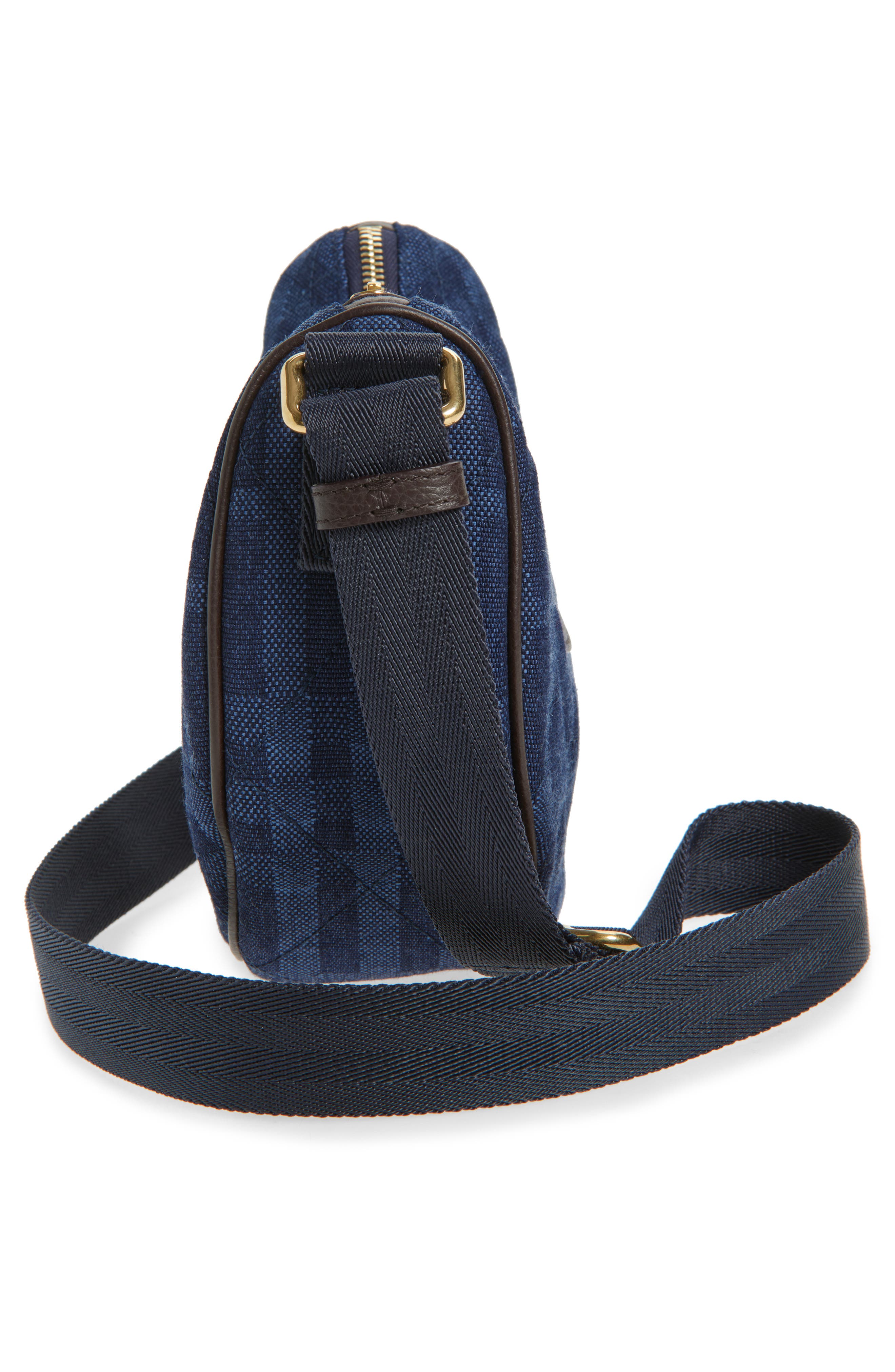 Burberry Horseshoe Denim Crossbody Bag, Alternate, color, Blue