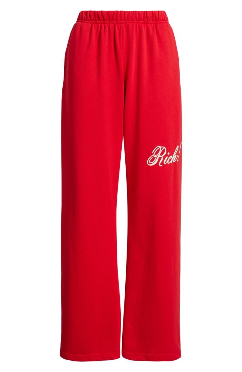 THE MAYFAIR GROUP Rich in Life Embroidered Wide Leg Fleece Sweatpants, Alternate, color, Red