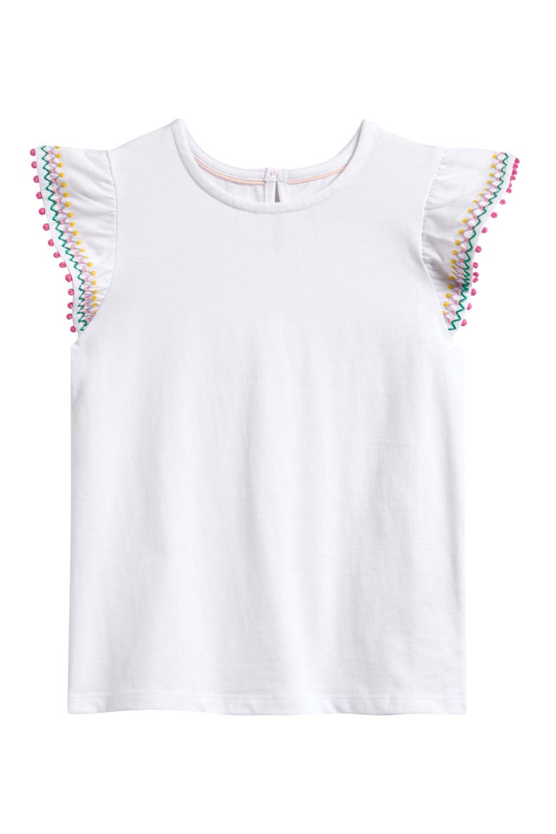 Kids' Pom Detail Cotton Top, Main, color, WHITE