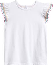 Mini Boden Kids' Pom Detail Cotton Top