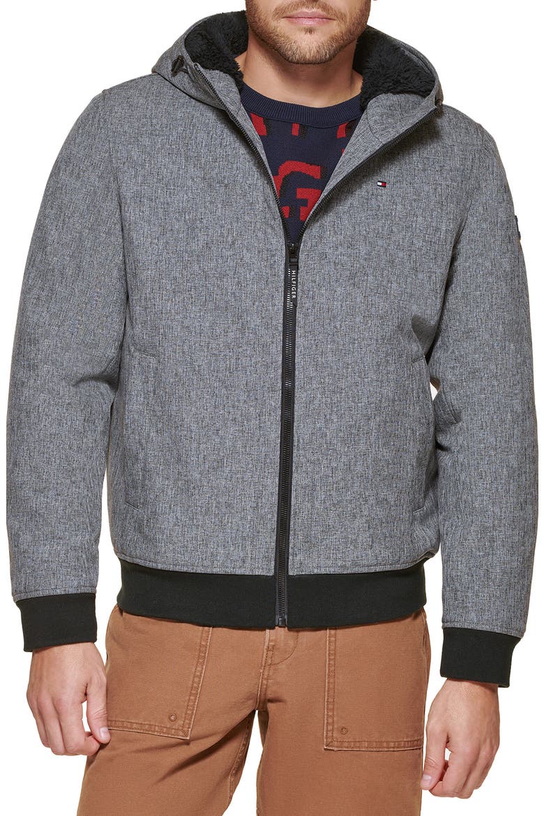 Faux Shearling Lined Softshell Jacket, Main, color, HTHR GREY