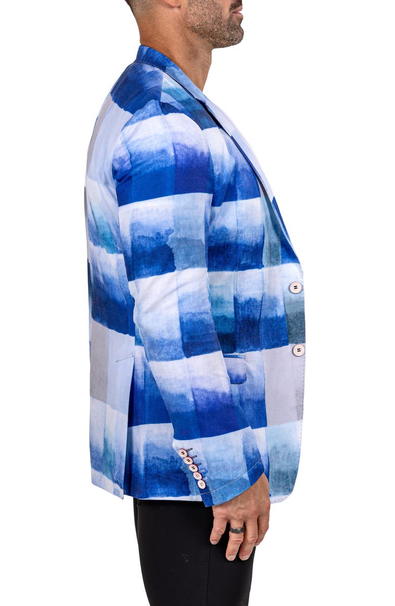 Maceoo Unconstructed Marthyr021 Blue Cotton Patchwork Blazer, Alternate, color, Blue